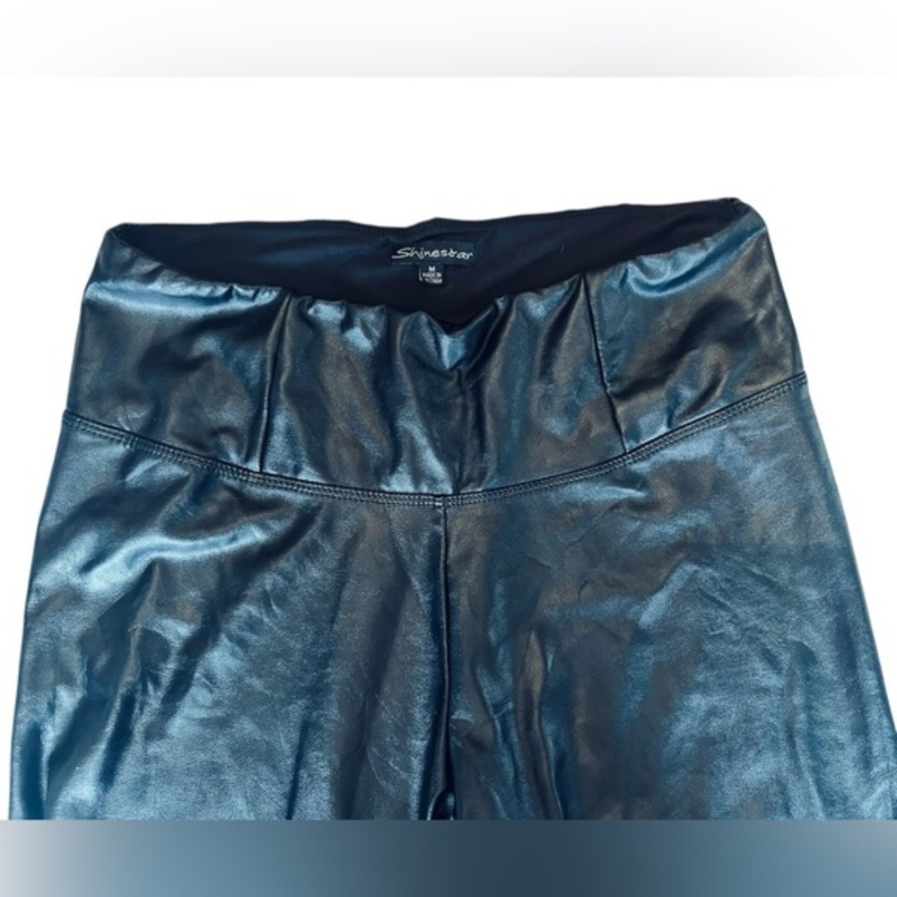 Shinestar Faux Leather Stretch Leggings - Womens Size Medium - Black